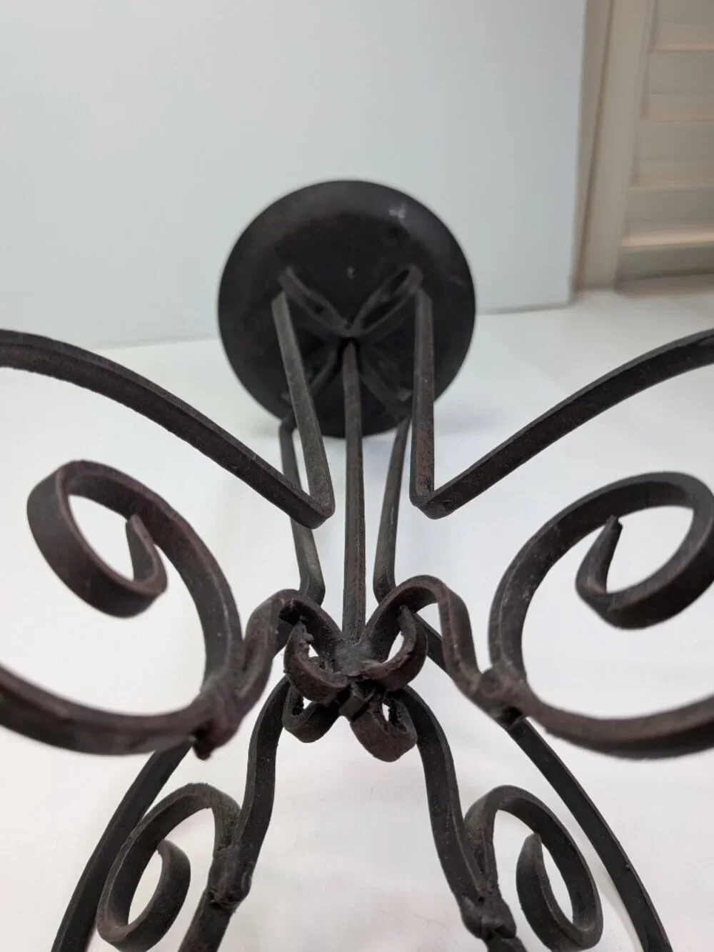 Vintage Wrought Iron Pillar Candle Holder Stand 12